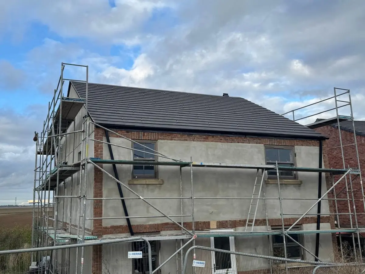 Full pitched roof tiled on a new-build house in Spalding